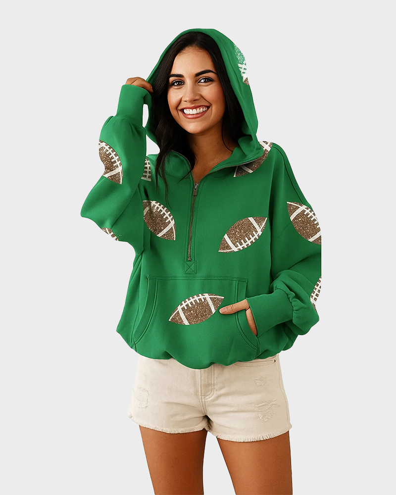 ‘Glam Kickoff’ Long Sleeve Zip Hoodie