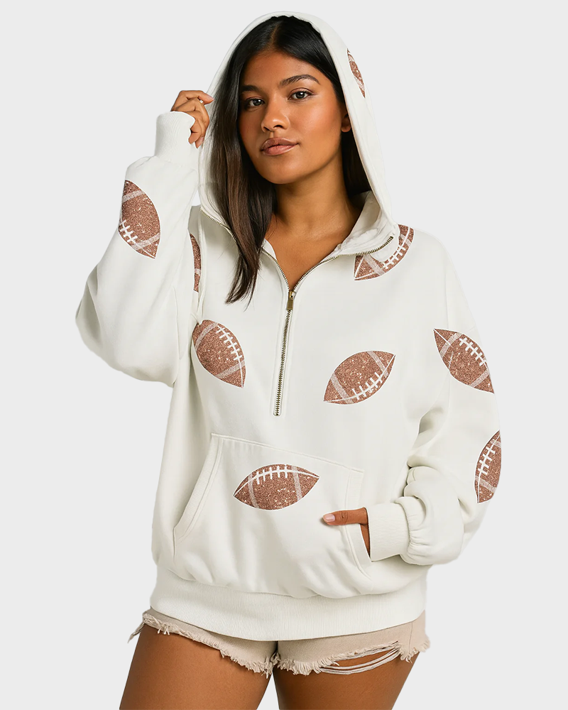 ‘Glam Kickoff’ Long Sleeve Zip Hoodie