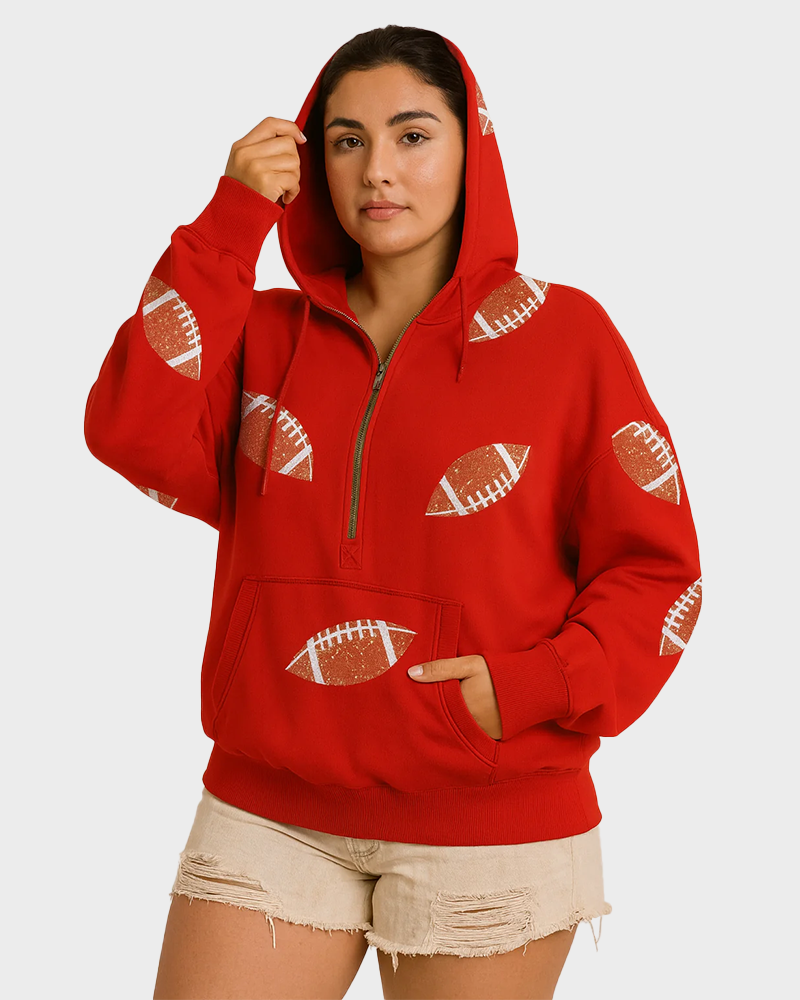 ‘Glam Kickoff’ Long Sleeve Zip Hoodie
