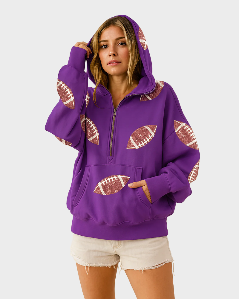 ‘Glam Kickoff’ Long Sleeve Zip Hoodie