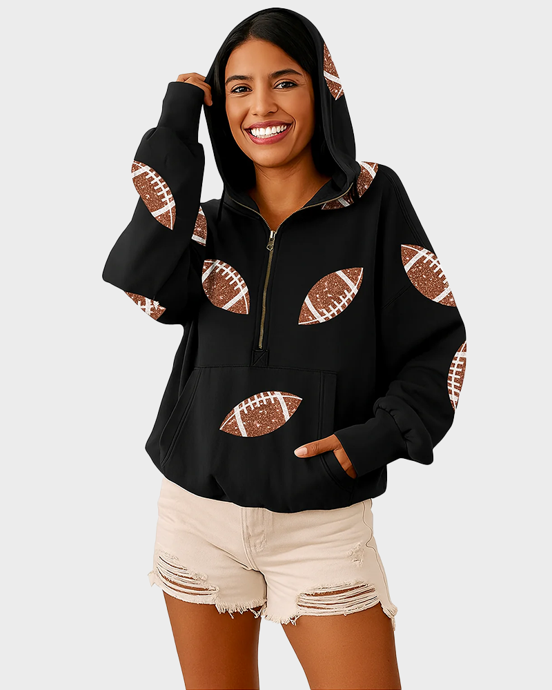 ‘Glam Kickoff’ Long Sleeve Zip Hoodie