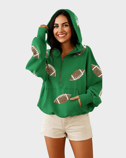 ‘Glam Kickoff’ Long Sleeve Zip Hoodie