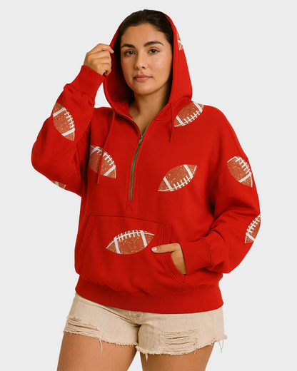 ‘Glam Kickoff’ Long Sleeve Zip Hoodie