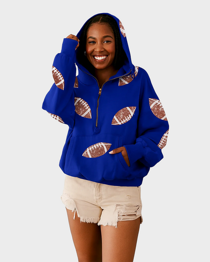 ‘Glam Kickoff’ Long Sleeve Zip Hoodie