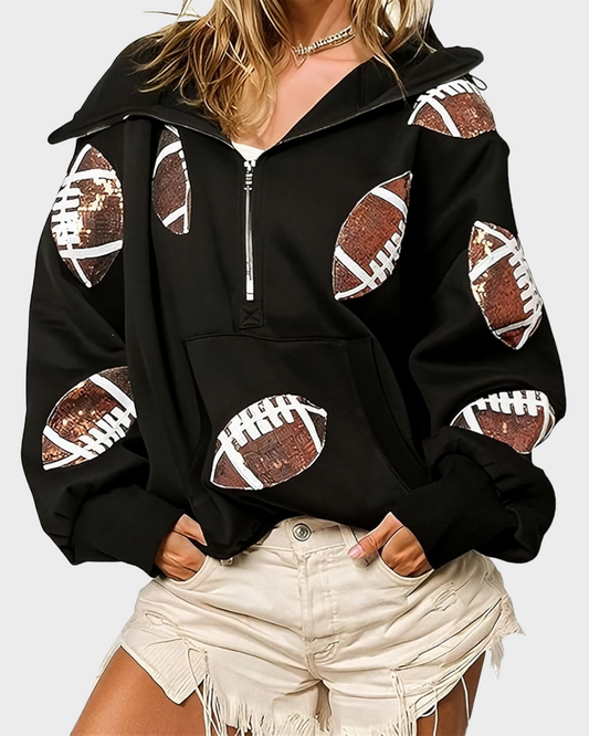 ‘Glam Kickoff’ Long Sleeve Zip Hoodie