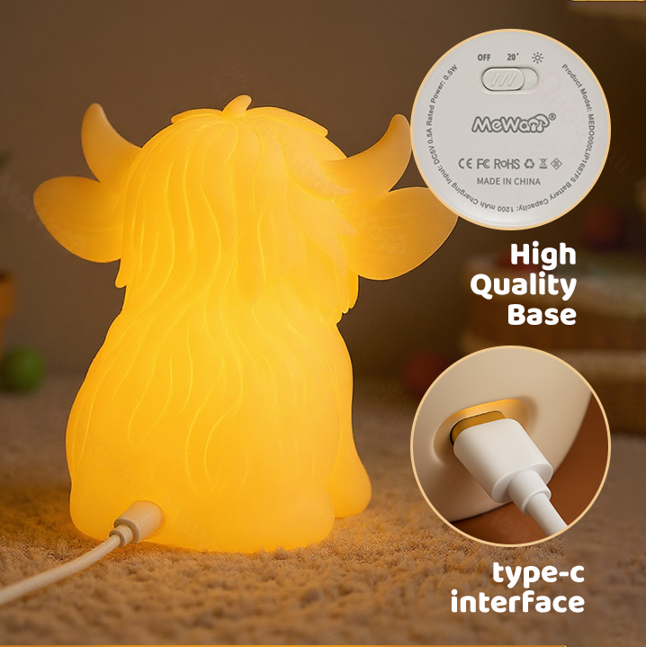 Highland Cow Silicone Squishy LED Night Light